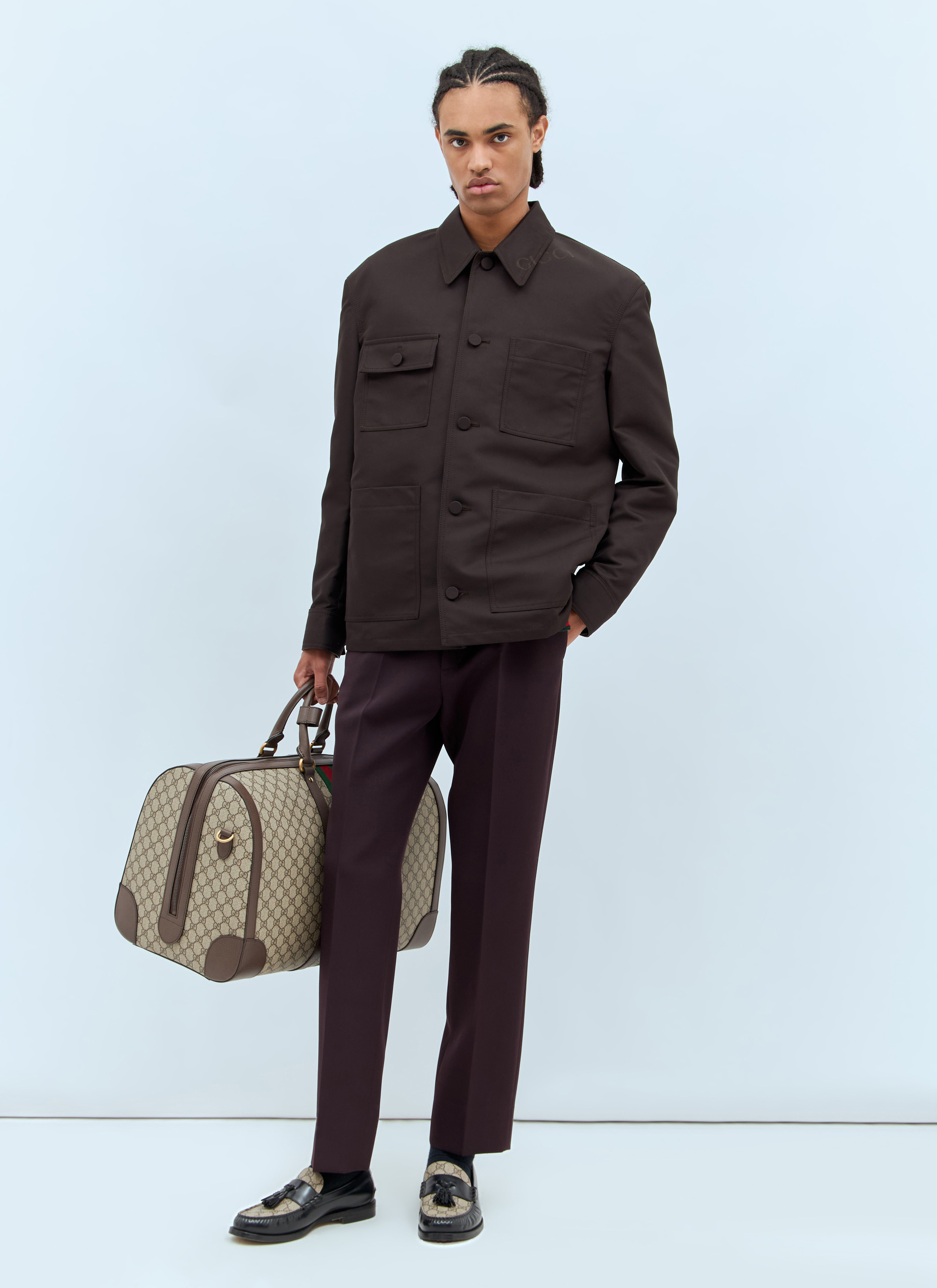 Gucci Men Logo Embroidery Wool Pants - 2
