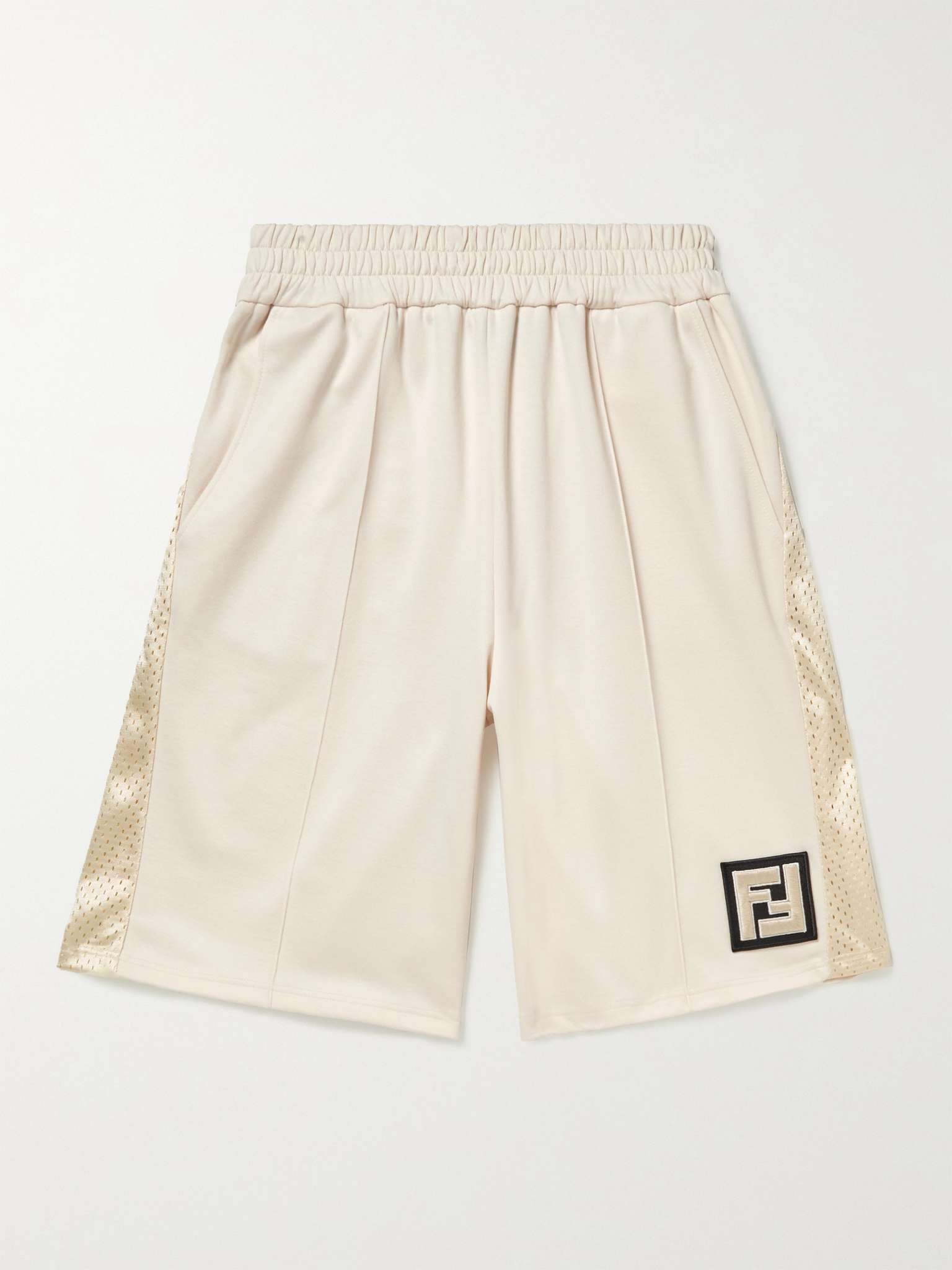 Wide-Leg Logo-Appliquéd Mesh-Panelled Tech-Jersey Shorts - 1