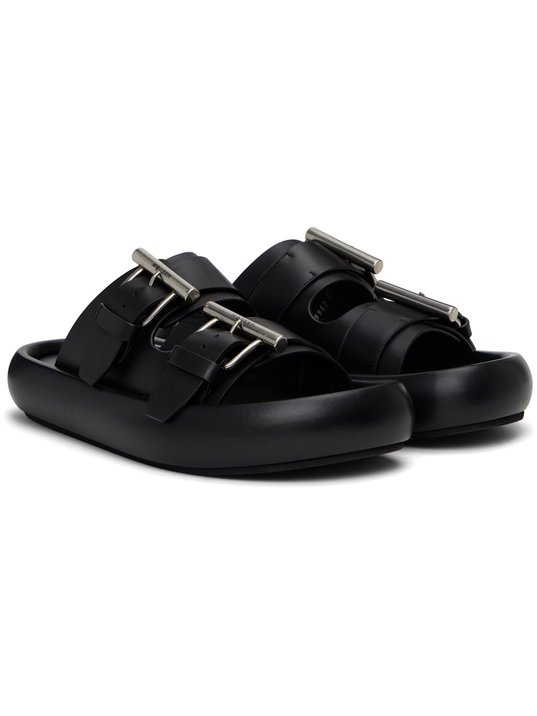 Black T-Bar Buckle Sandals - 4