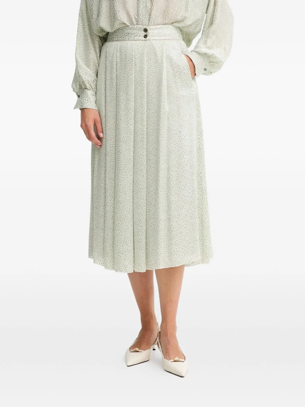 button pleated midi skirt - 1