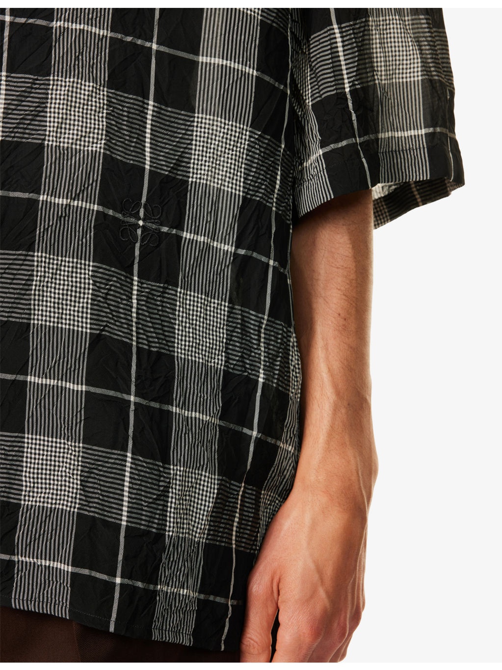 Check-Print Short-Sleeves Woven Shirt - 5