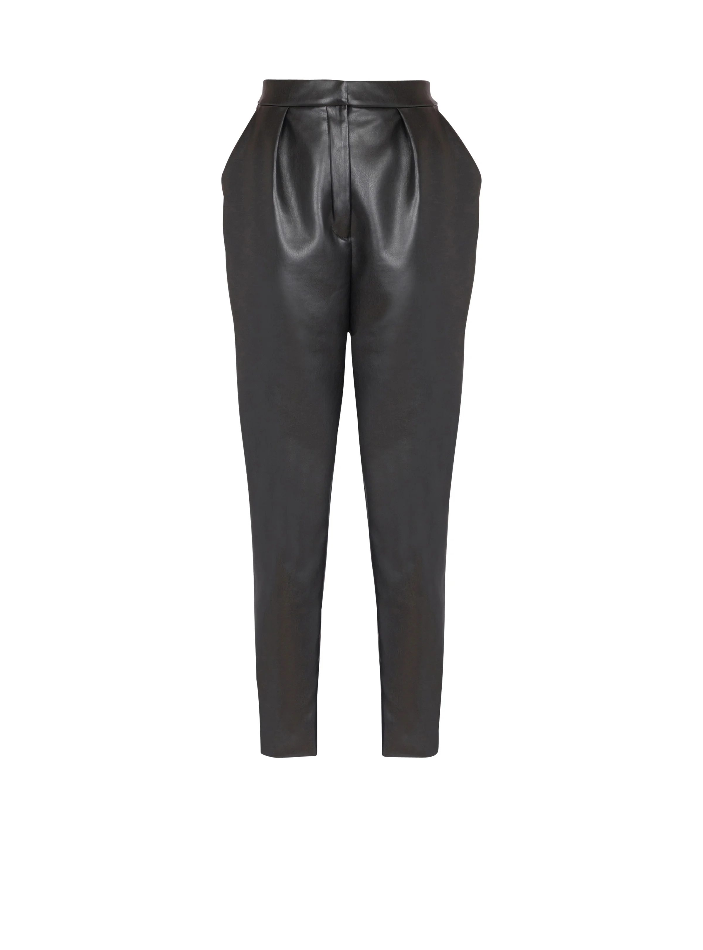 High-waisted faux leather trousers - 1