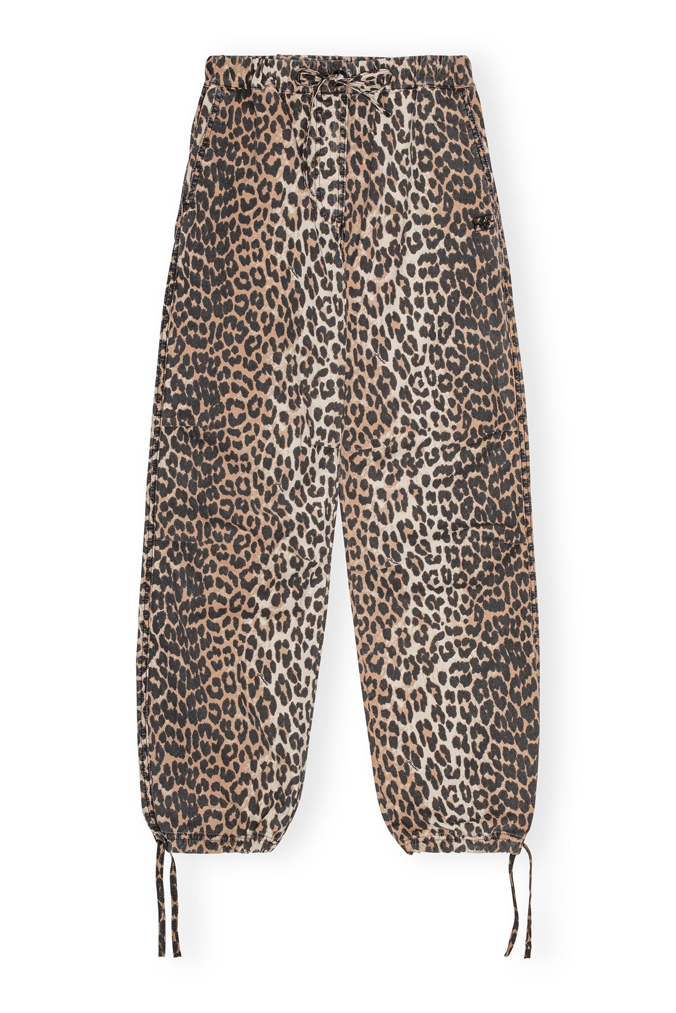 LEOPARD WASHED COTTON CANVAS DRAWSTRING TROUSERS - 5