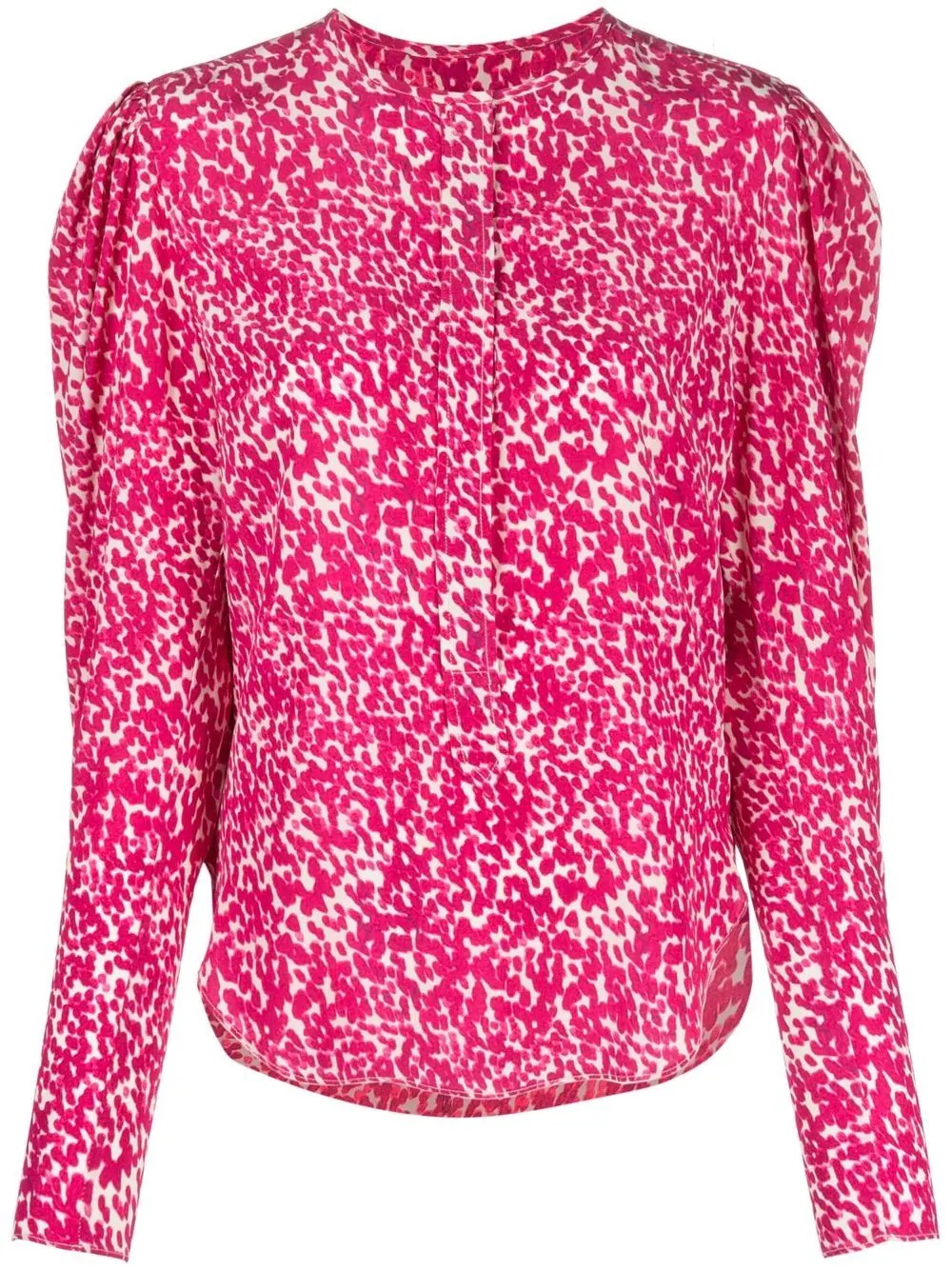 floral-print curved-hem silk blouse - 1