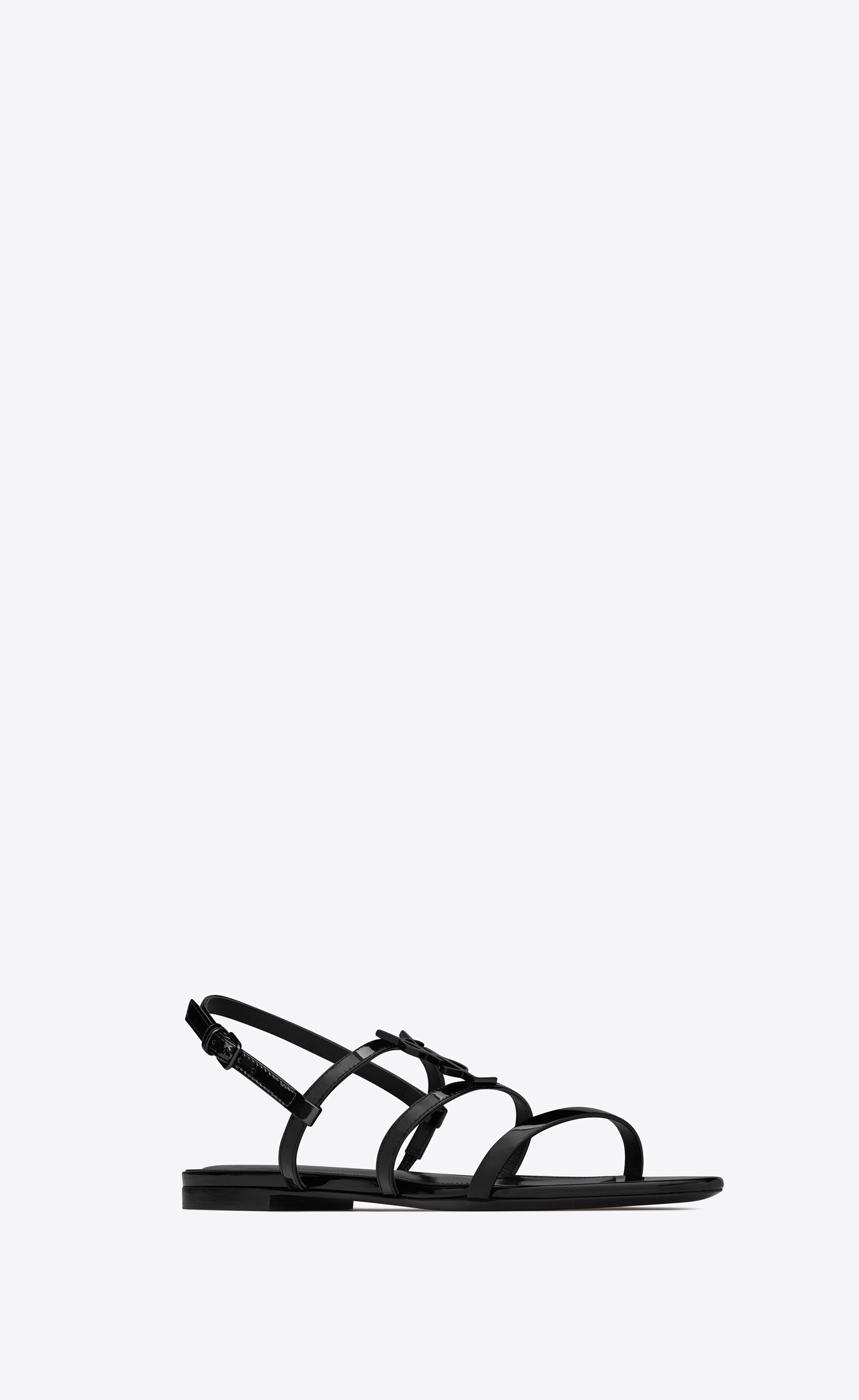 cassandra flat sandals in patent leather with black monogram - 3