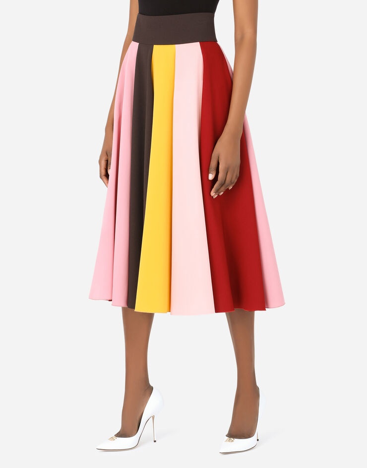 Multi-colored charmeuse and cady midi skirt - 4