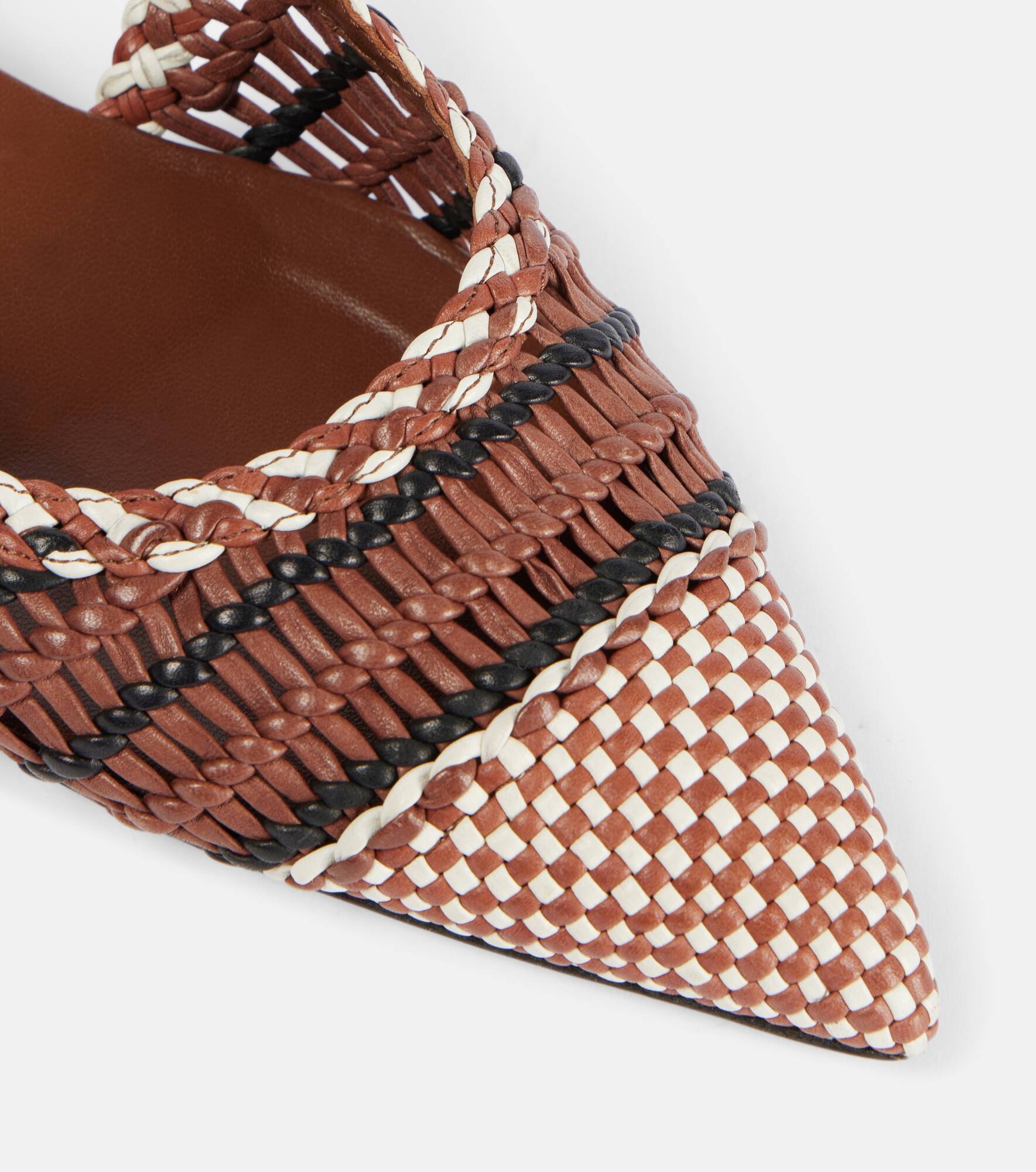 Perro braided leather slingback pumps - 5