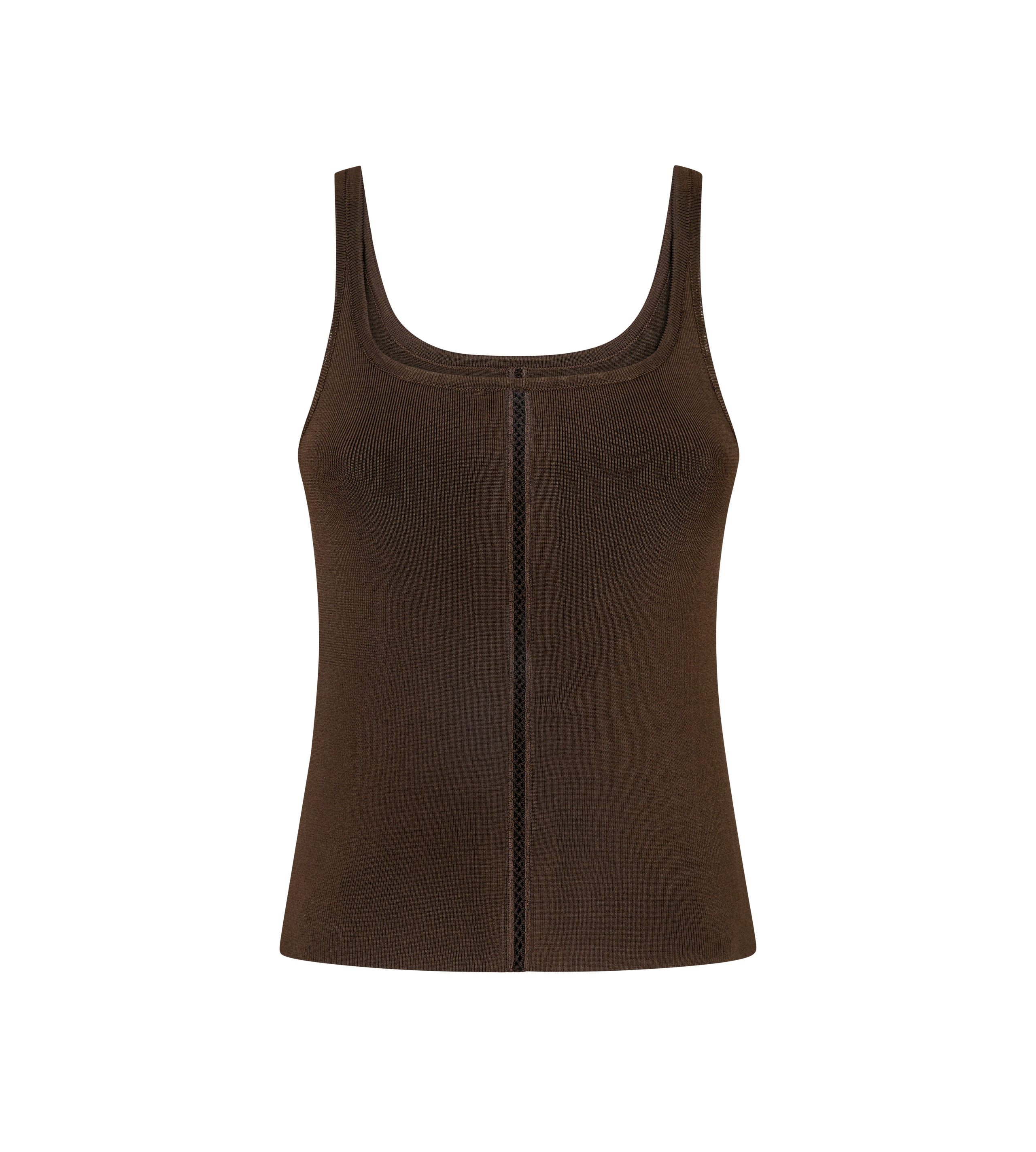 EMBROIDERED COMPACT SLINKY VISCOSE KNIT TANK TOP - 1