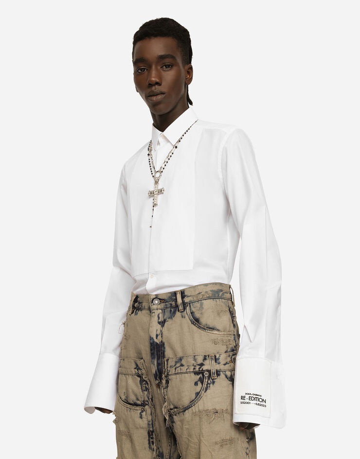 Cotton poplin Gold-fit tuxedo shirt - 4