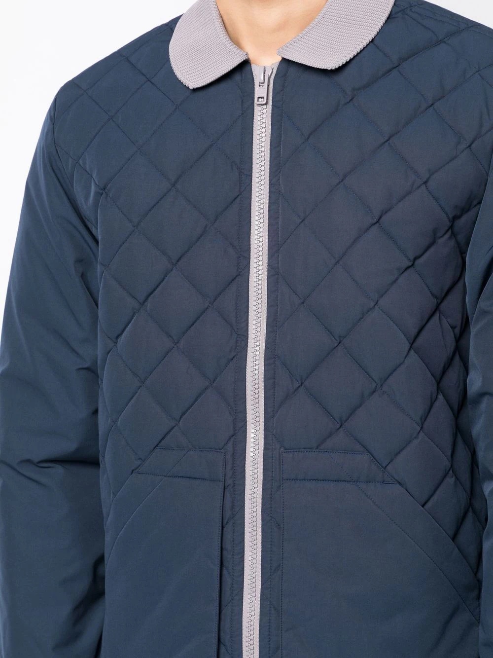 two-tone diamond-quilt jacket - 5