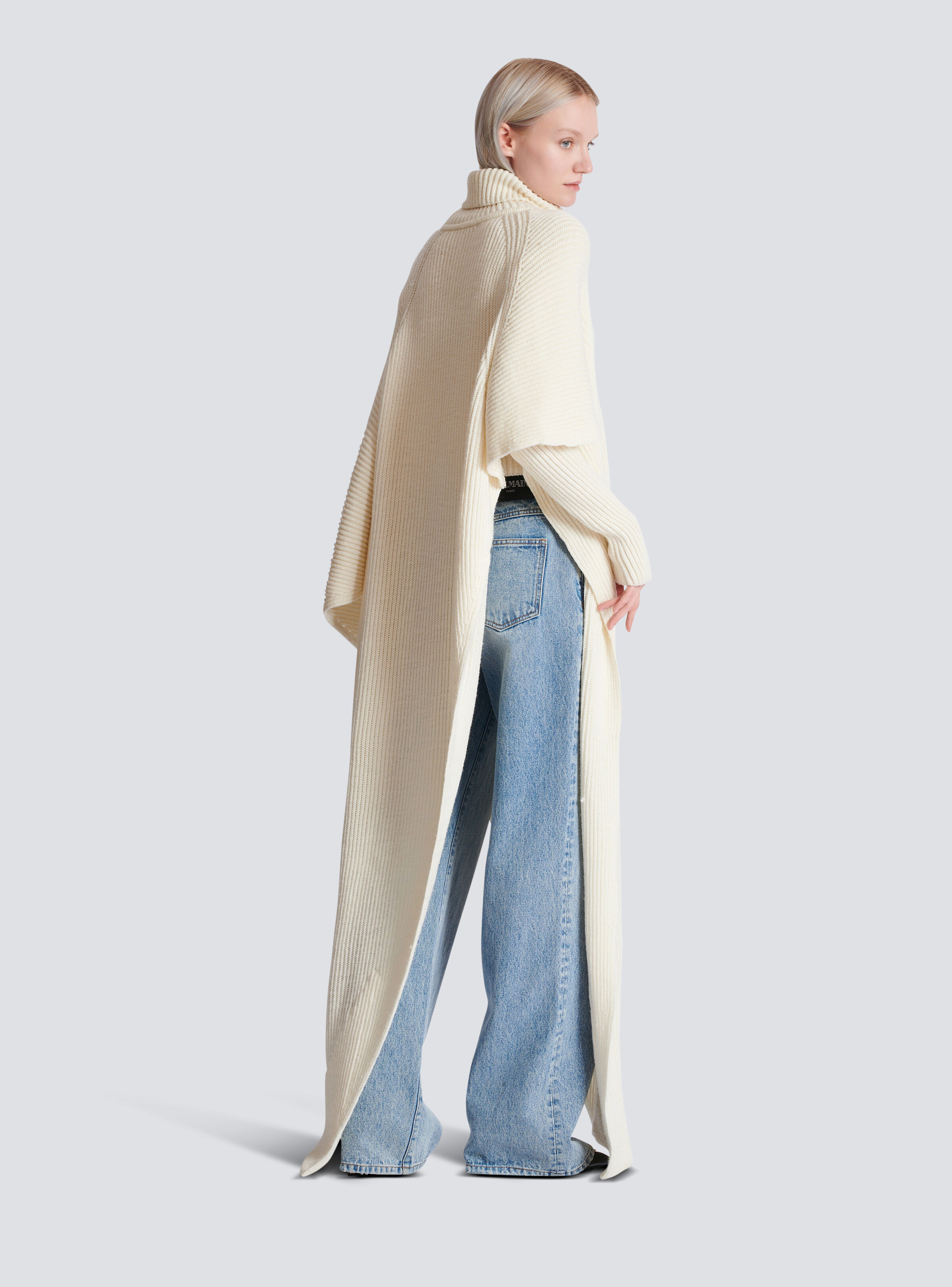 Asymmetric Knit Cape - 4