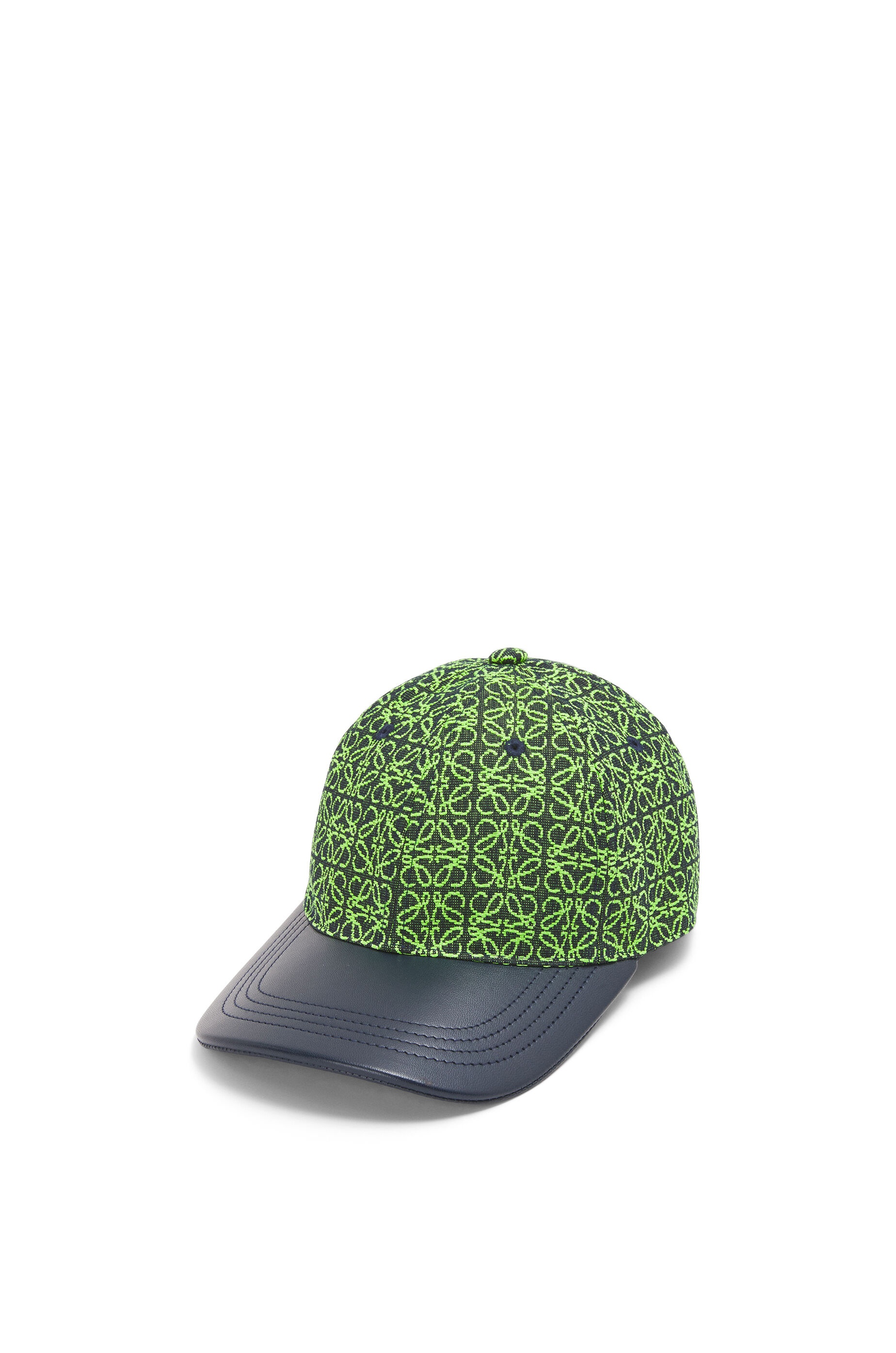 Anagram cap in jacquard and calfskin - 1