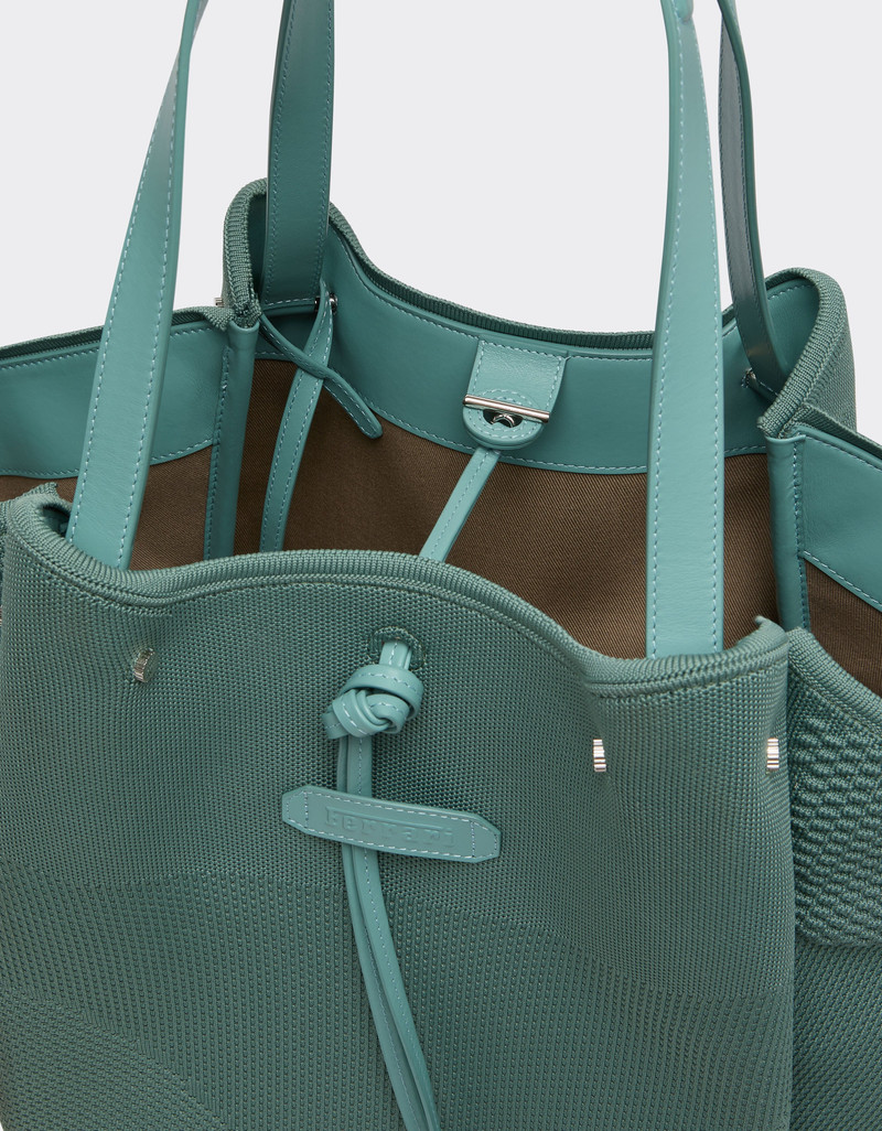 Knitted and leather tote bag 6