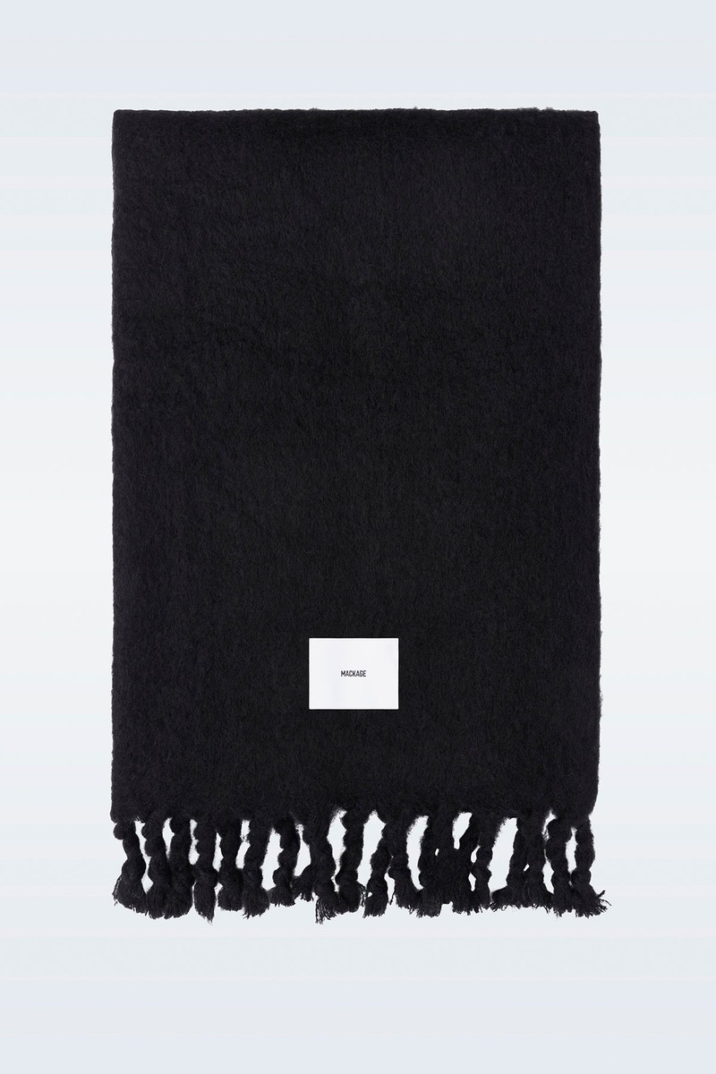 COLBY Rectangular wool scarf with fringed ends 1