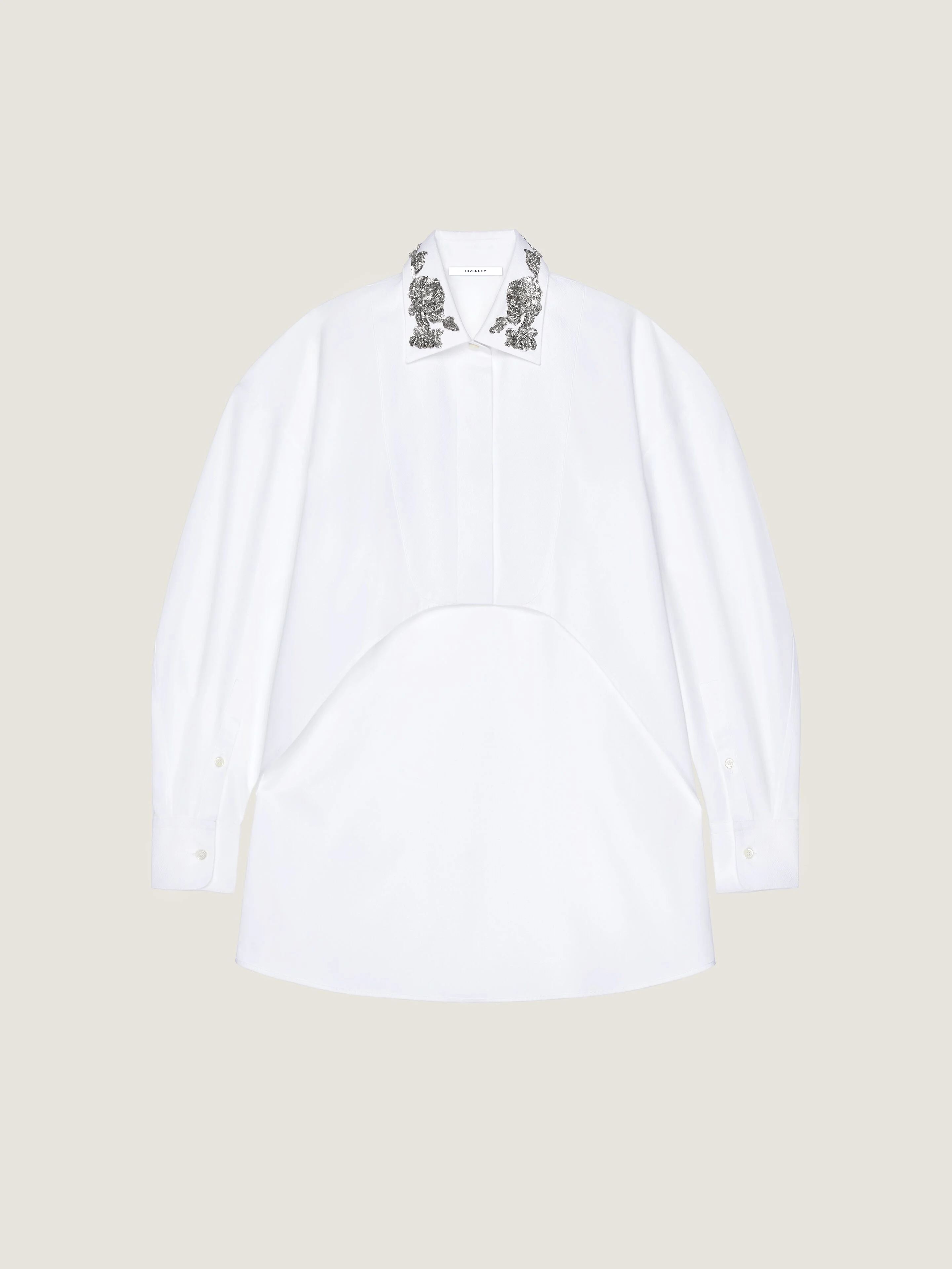 ASYMMETRIC SHIRT IN POPLIN WITH SEQUINS - 1