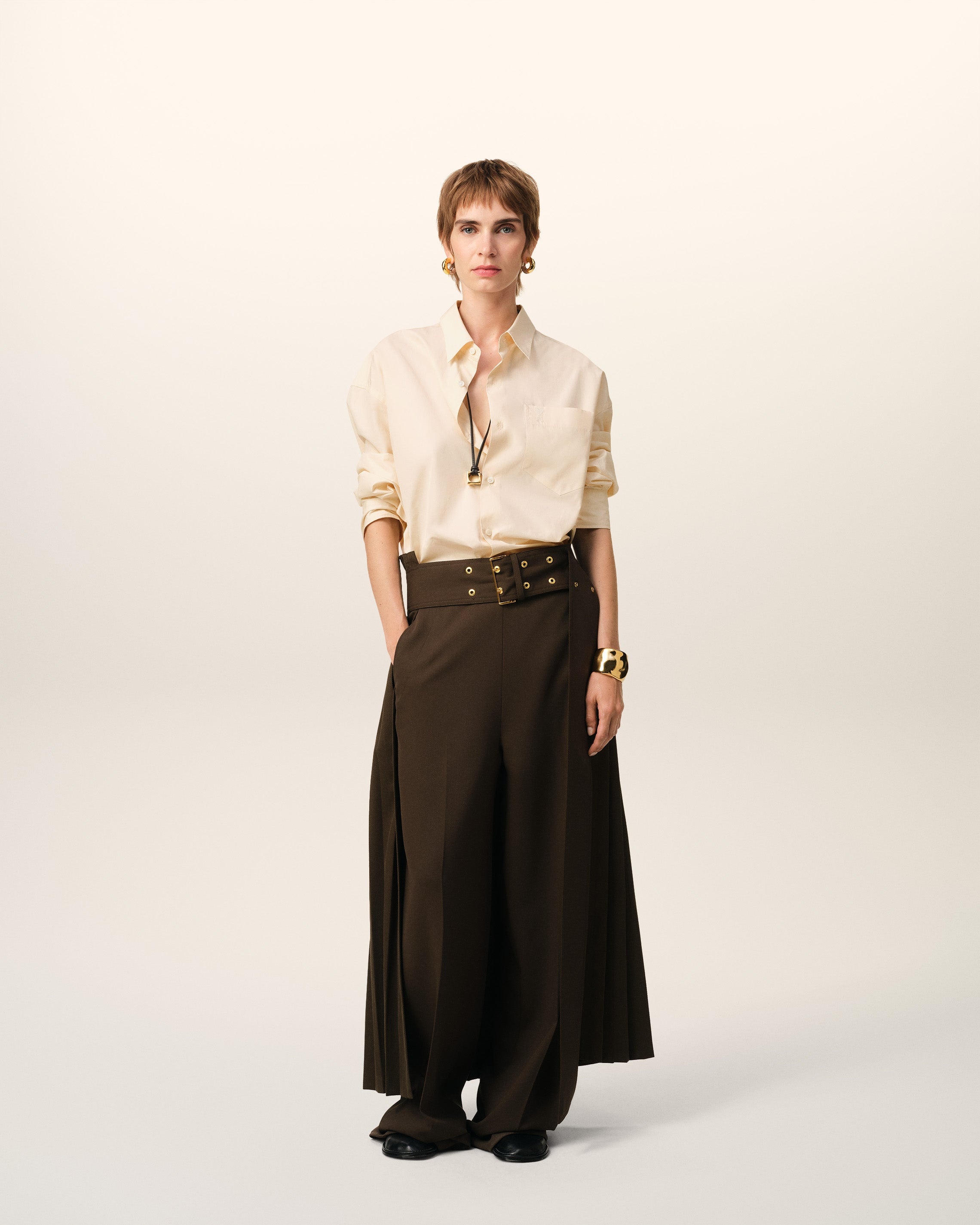BEIGE COTTON AMI DE COEUR BOXY SHIRT - 2