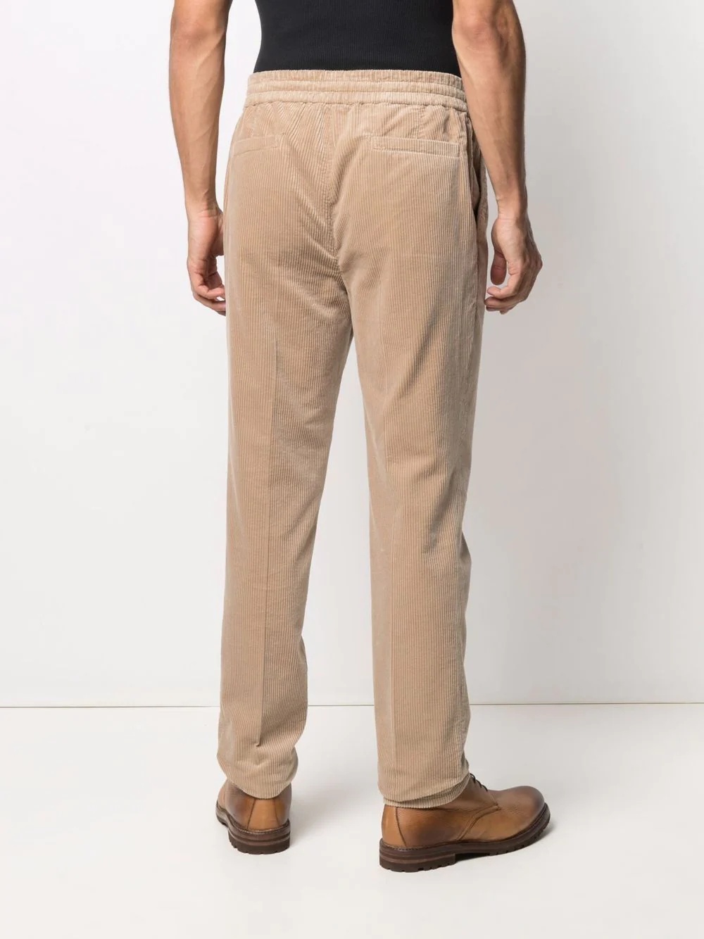 pleated drop-crotch corduroy trousers - 4