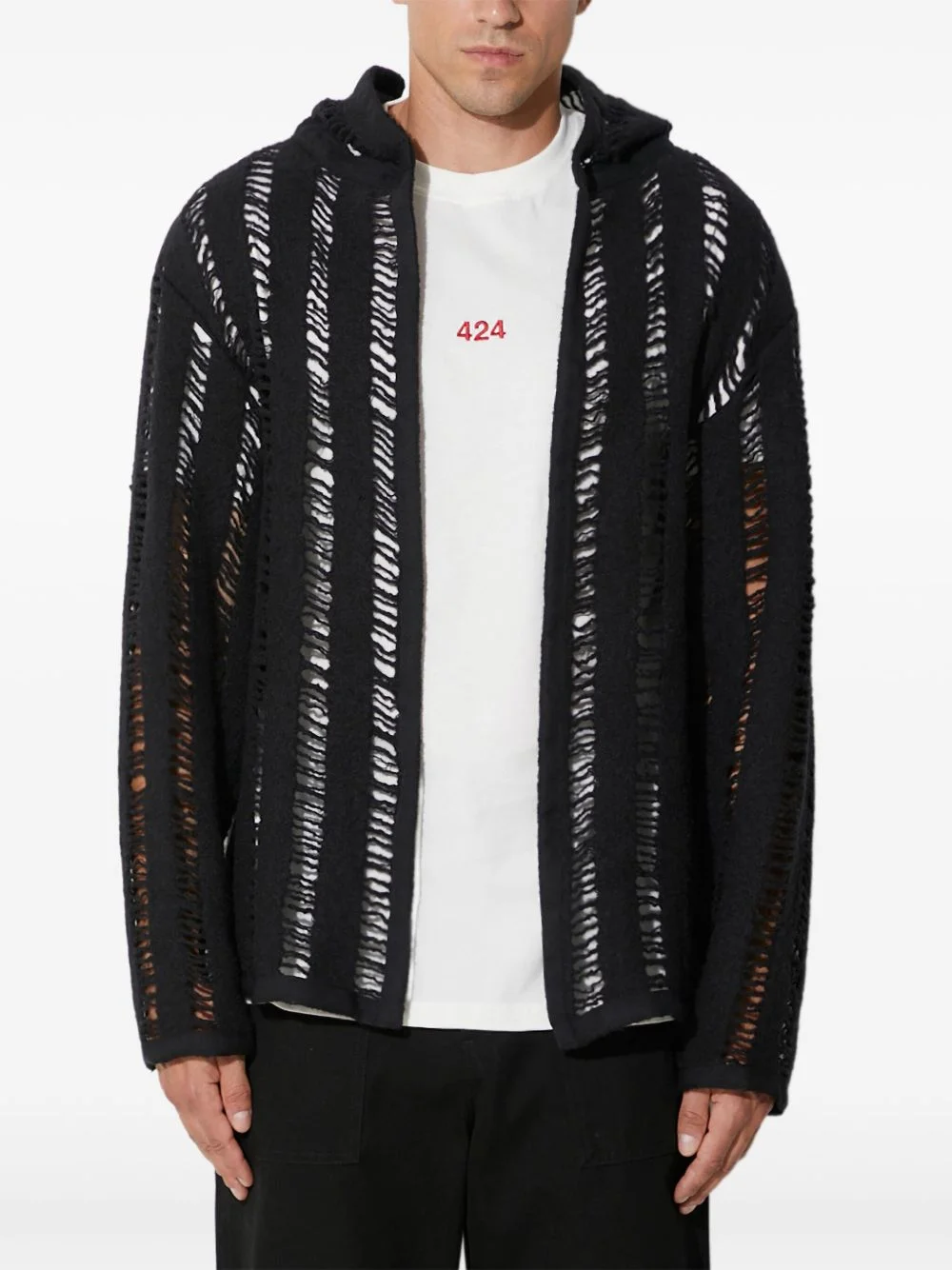 open-knit hoodie - 1