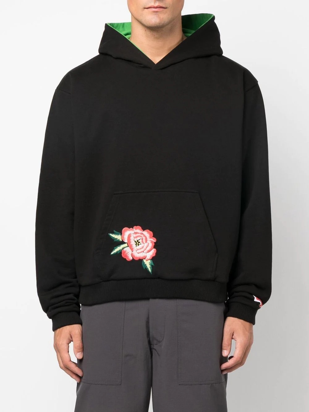 embroidered-motif cotton hoodie - 3