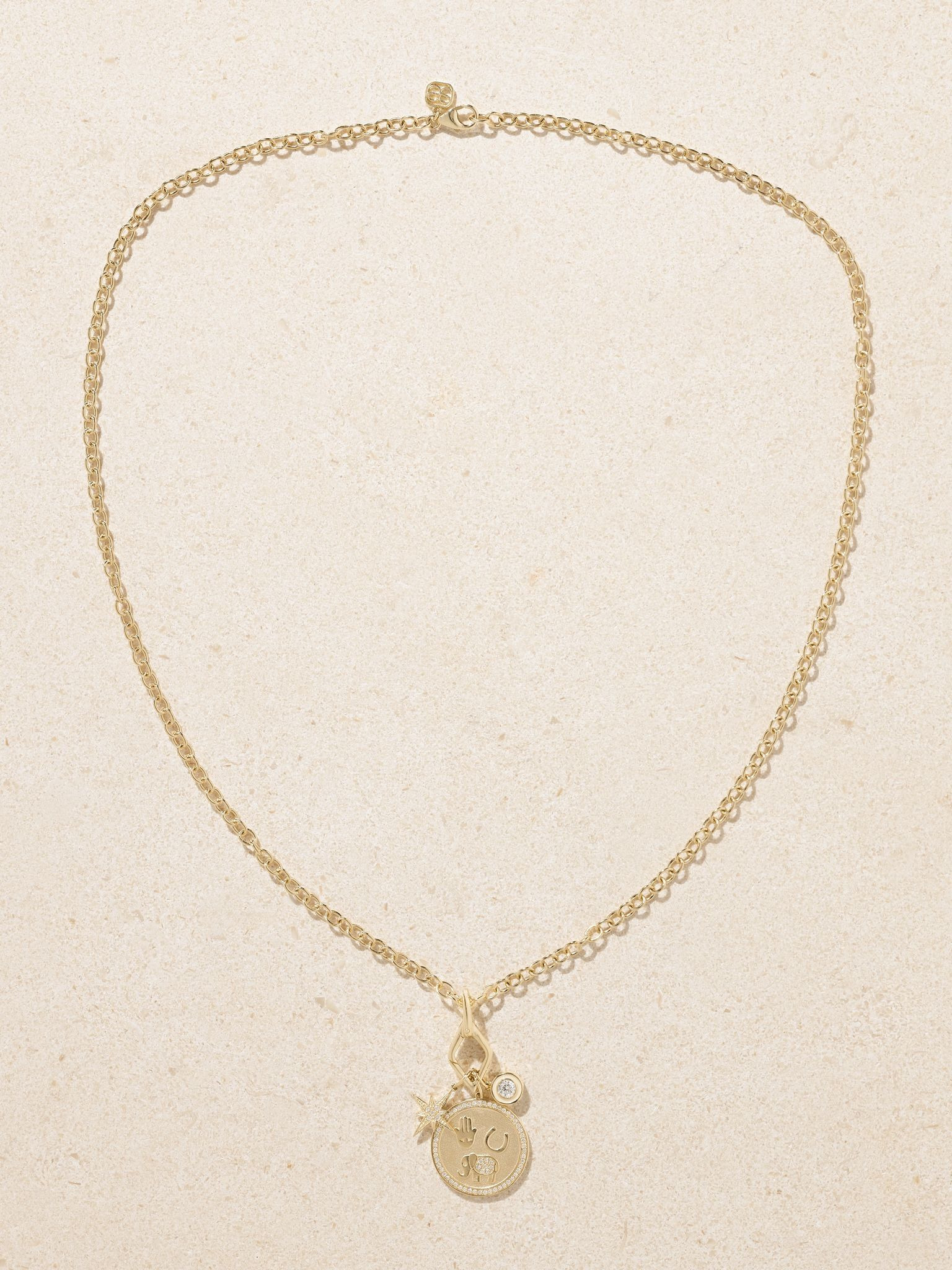 Icon Combo 14-karat gold, diamond and enamel necklace Gold - 4