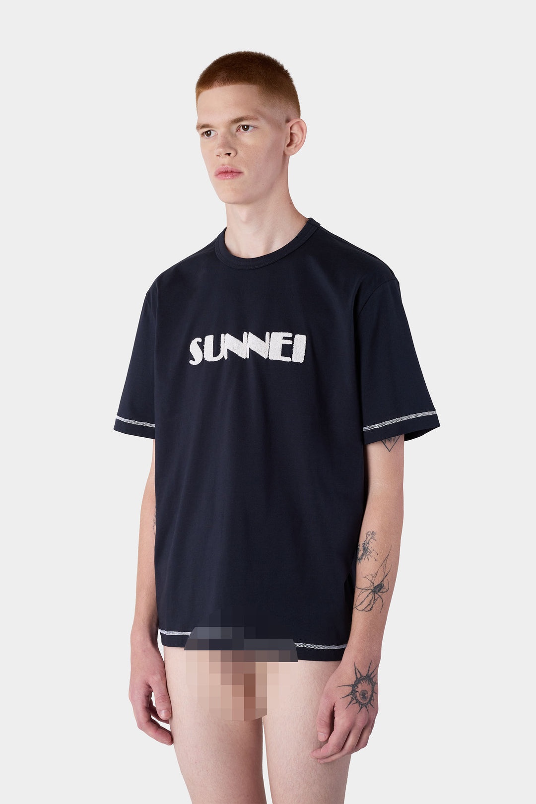 BIG LOGO BOUCLE CLASSIC T-SHIRT / blue SUNNEI & off white - 3