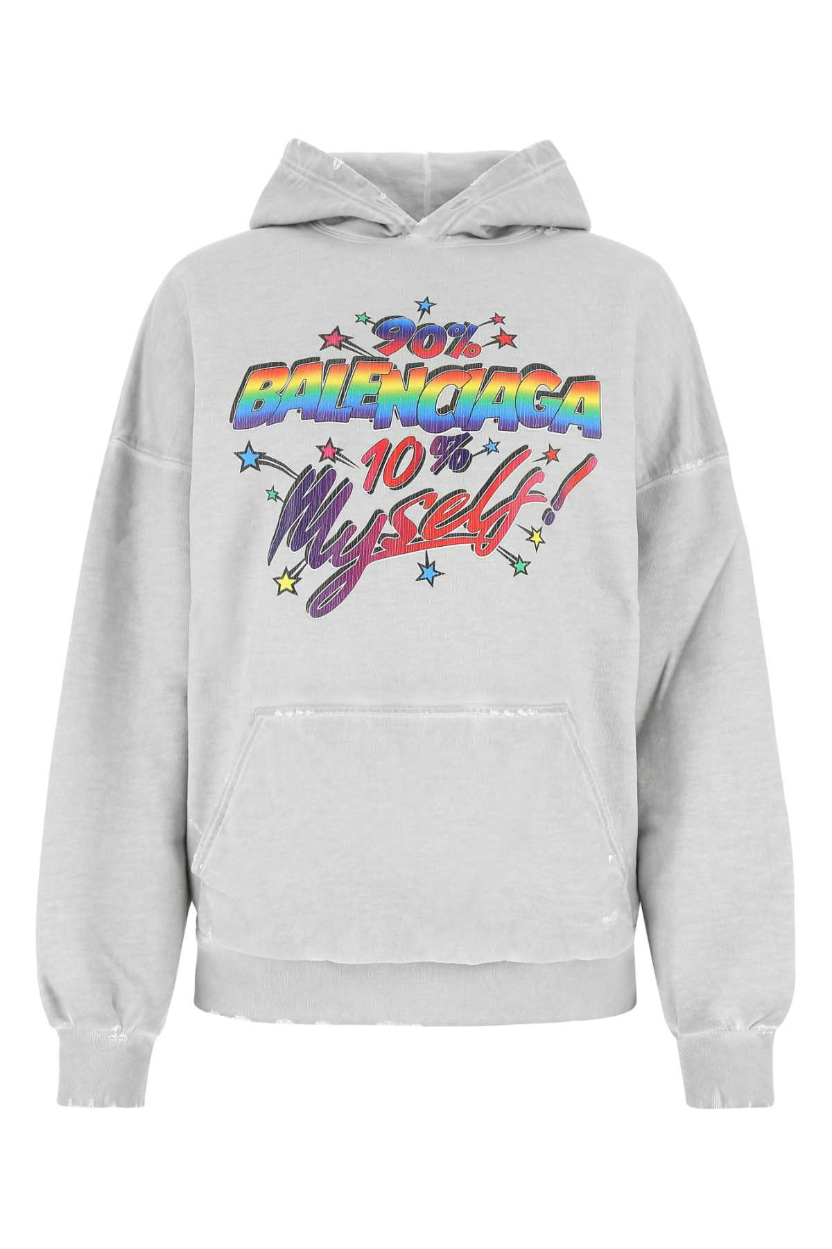 Balenciaga Women Grey Cotton Oversize Sweatshirt - 1