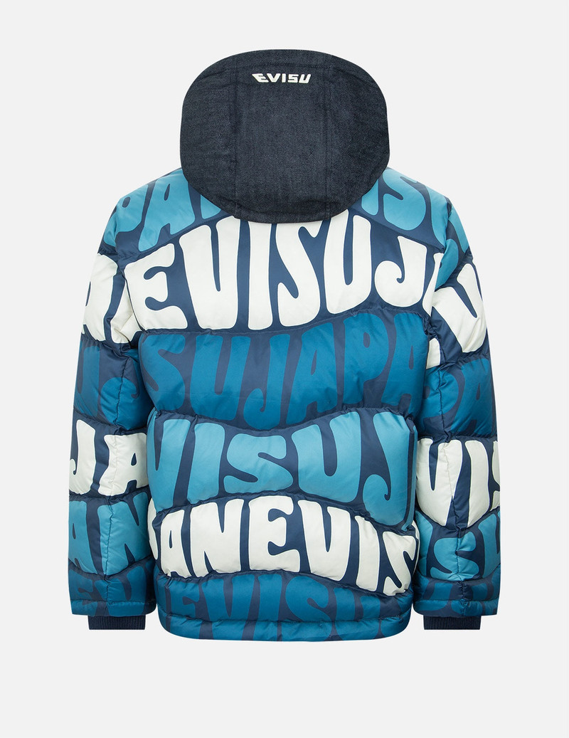 EVISU Allover Wavy Text Print Down Jacket outlook