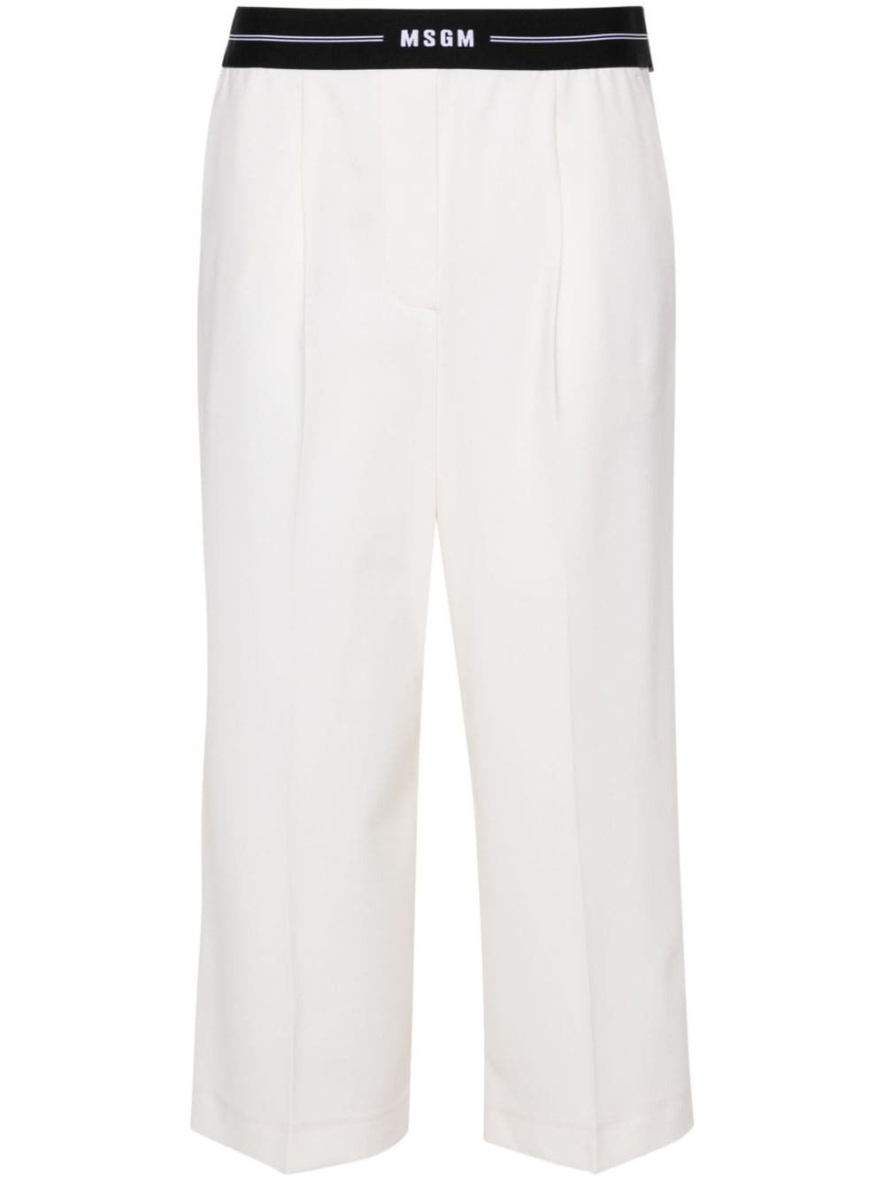 logo-waistband cropped trousers - 1