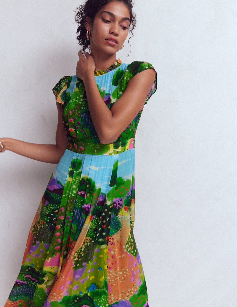 Pleat Ruffle Maxi Dress-Multi, Garden Path 6