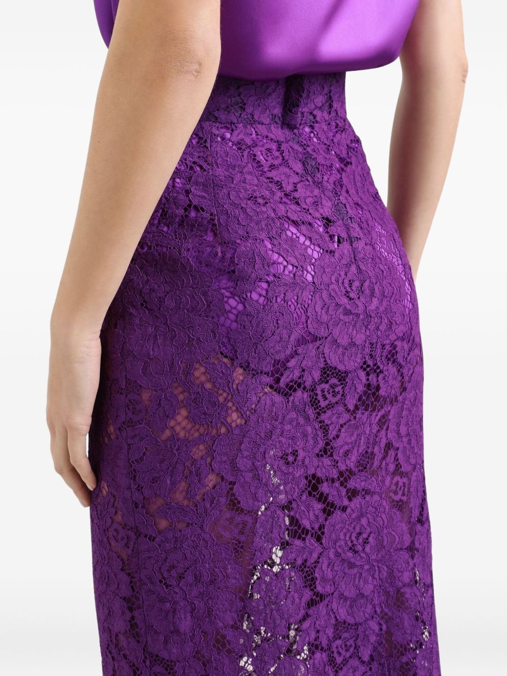 lace-detailing midi skirt - 5