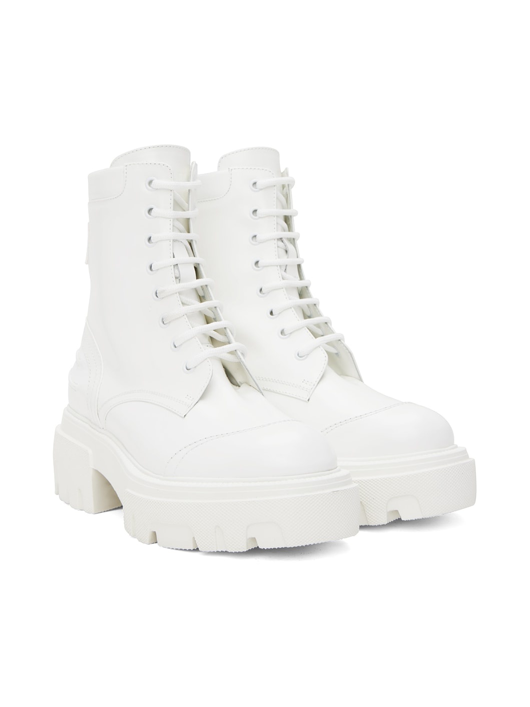 White Lace-Up Boots - 4