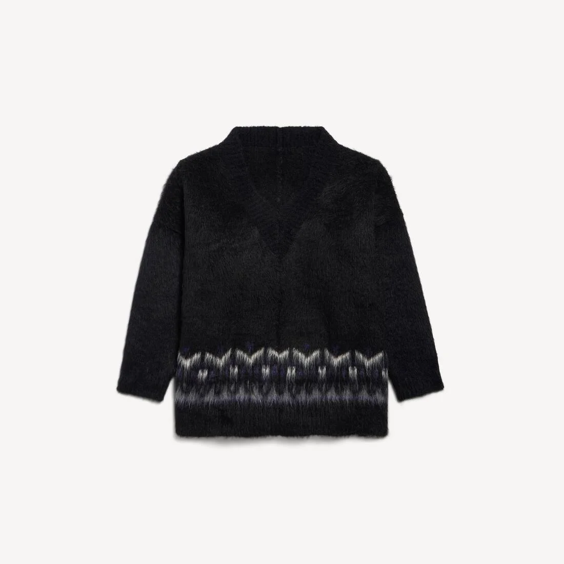 Men's V-neck Oversized Jumper in Black/purple - 1