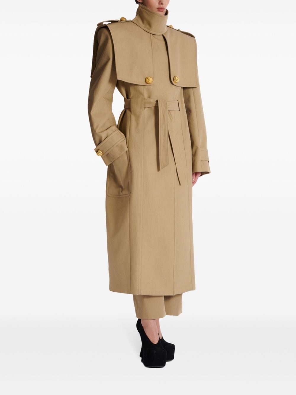 belted cotton trench coat - 3