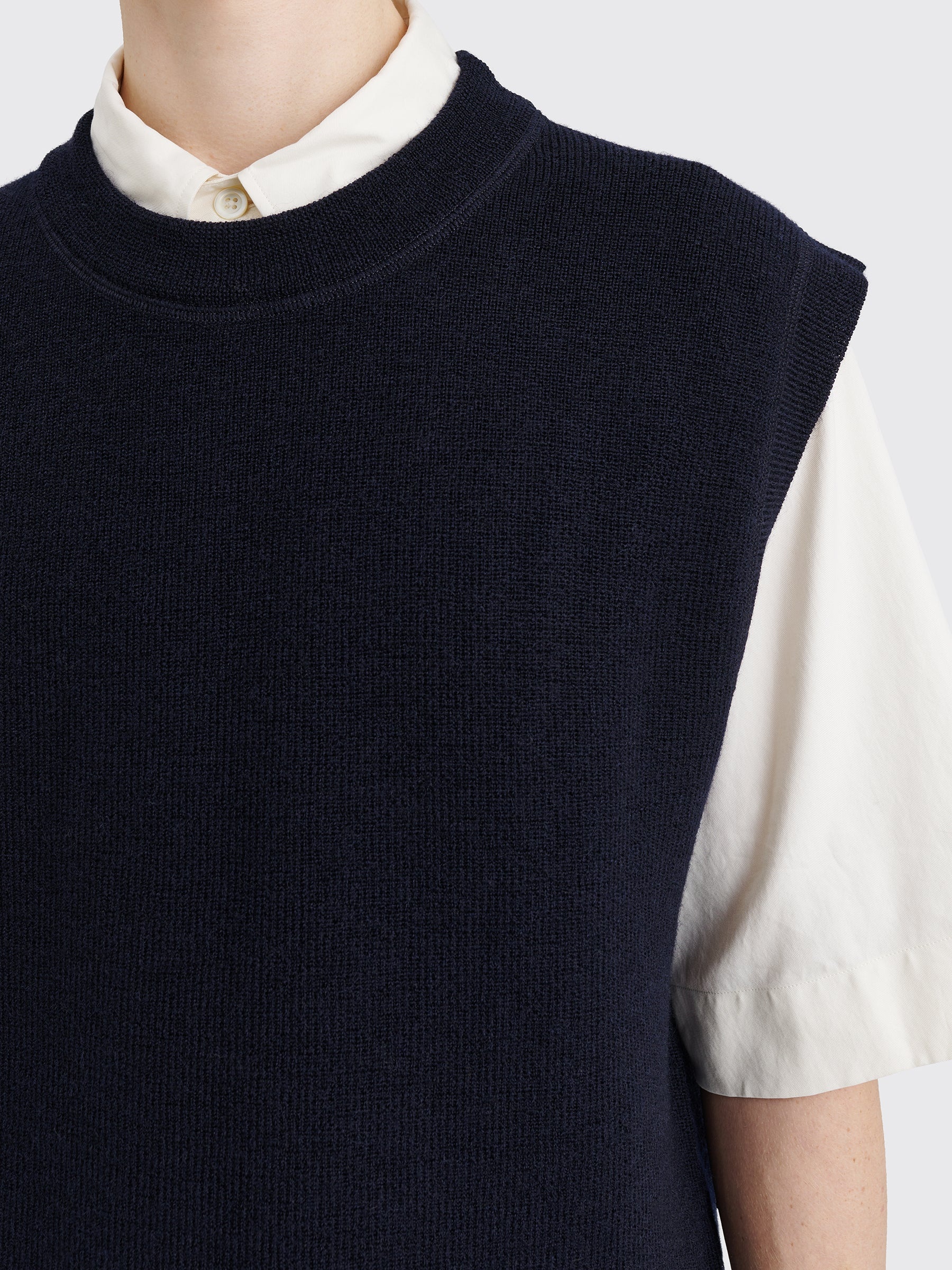 MHL「TOUGH WOOL RIB SLIPOVER」 Margaret Howell Black Rib Knit Slipover MHL「TOUGH WOOL RIB