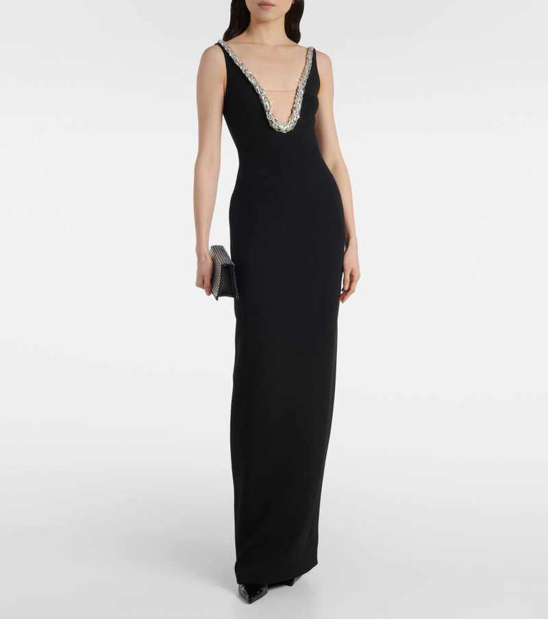 David Koma Crystal-embellished cady gown outlook