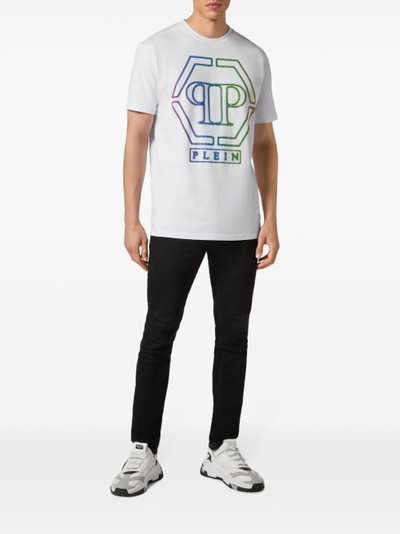 PHILIPP PLEIN rhinestone-embellished hexagon-logo T-shirt outlook