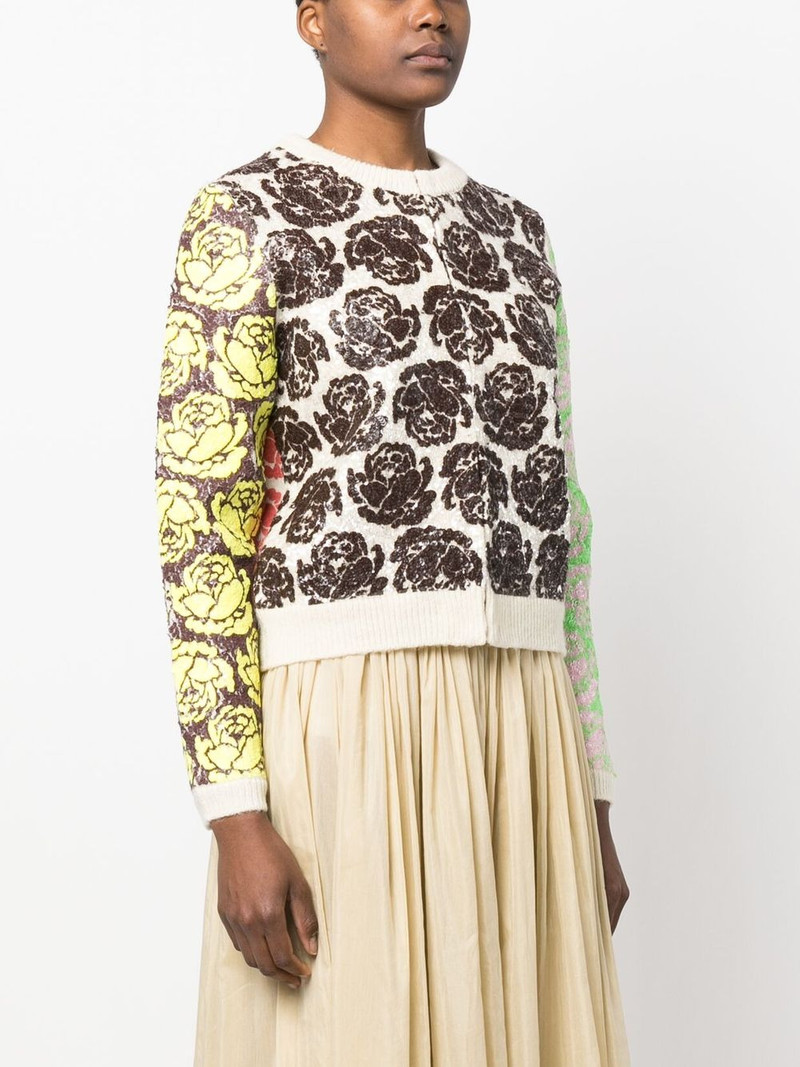 floral-motif zip-up cardigan 3