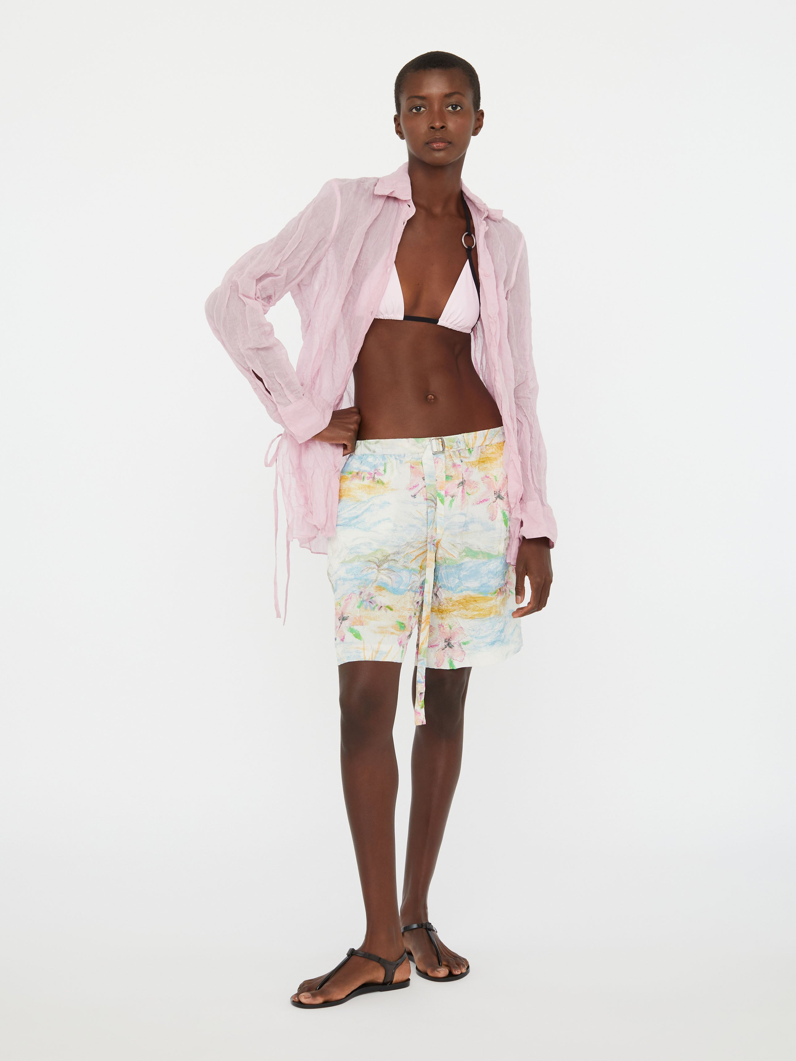 Crushed Side Tie Shirt - 5