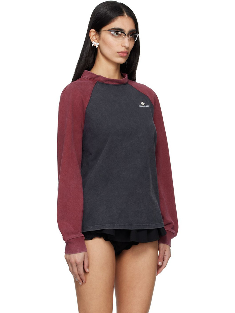 Gray & Burgundy Crewneck Long-Sleeve T-shirt 2