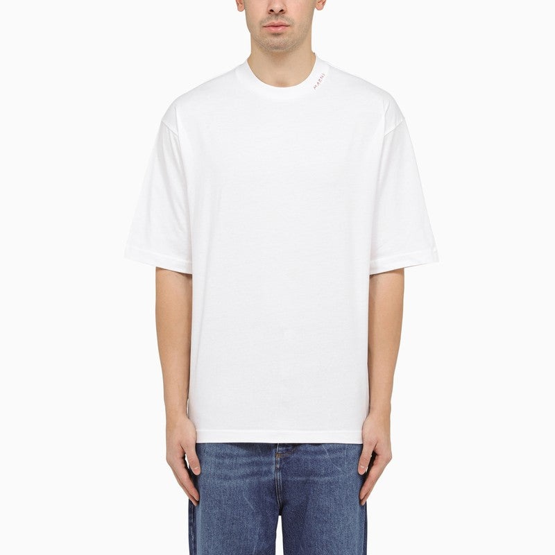 Marni White Oversize T-Shirt With Logo Embroidery Men - 2