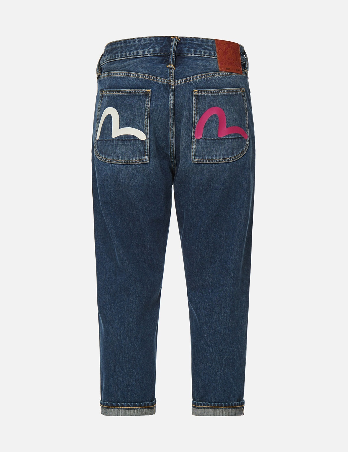 BI-COLOR SEAGULL PRINT CROPPED FIT JEANS #2027 - 2