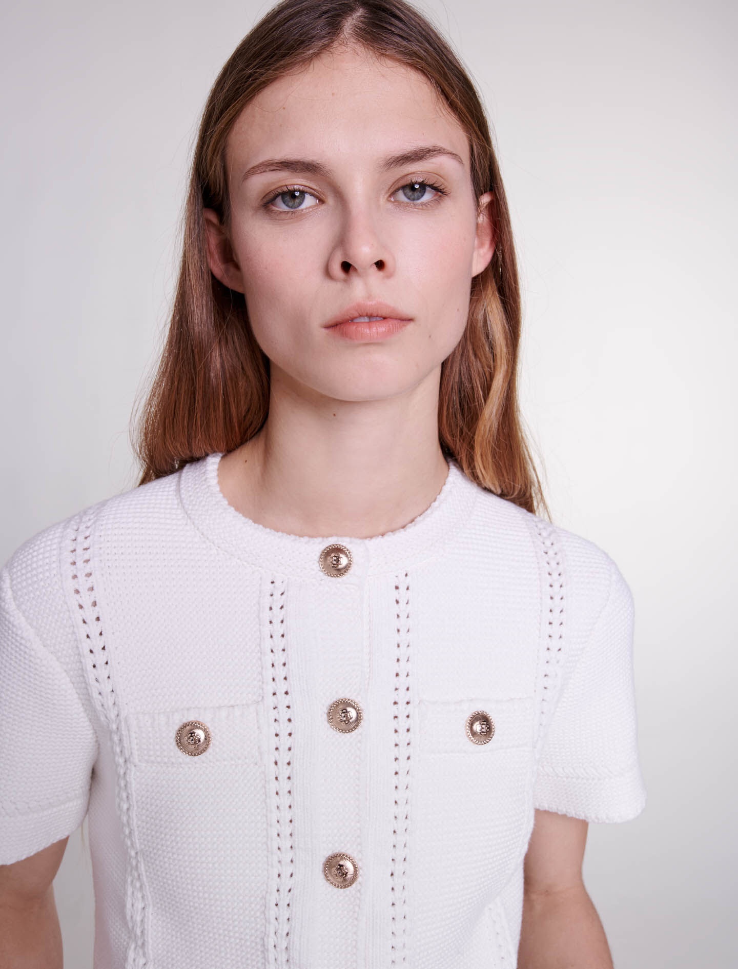Short-sleeved knit cardigan - 6