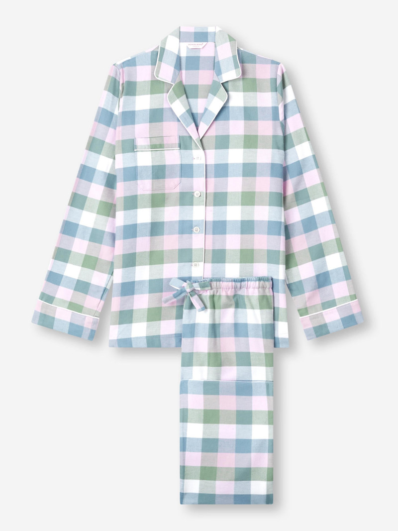 Women's Pajamas Kelburn 45 Brushed Cotton Green 1