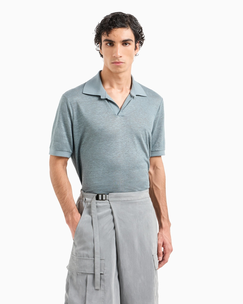 GIORGIO ARMANI SHORT-SLEEVED POLO SHIRT IN LINEN JERSEY outlook