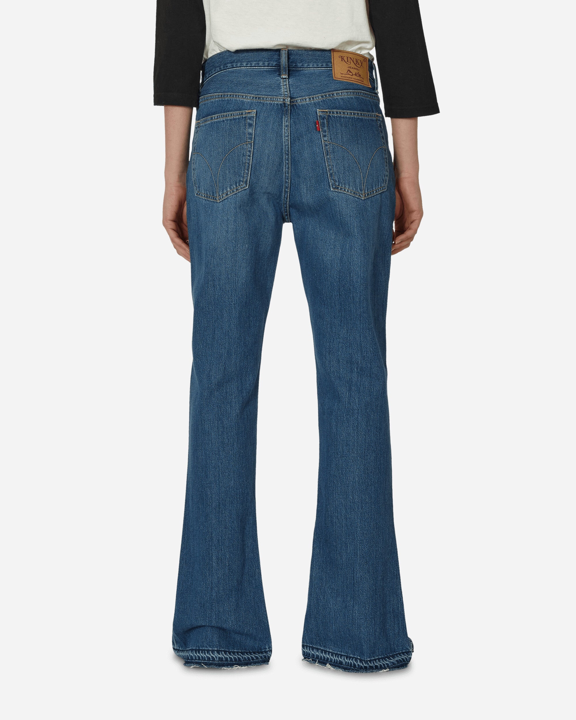 Guitar Girl Center Slit Denim Pants Indigo - 3