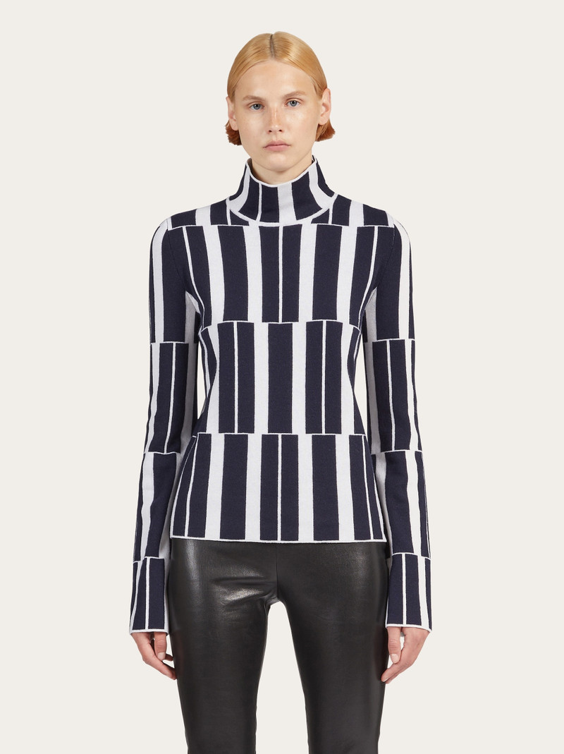 FERRAGAMO High neck jacquard sweater outlook