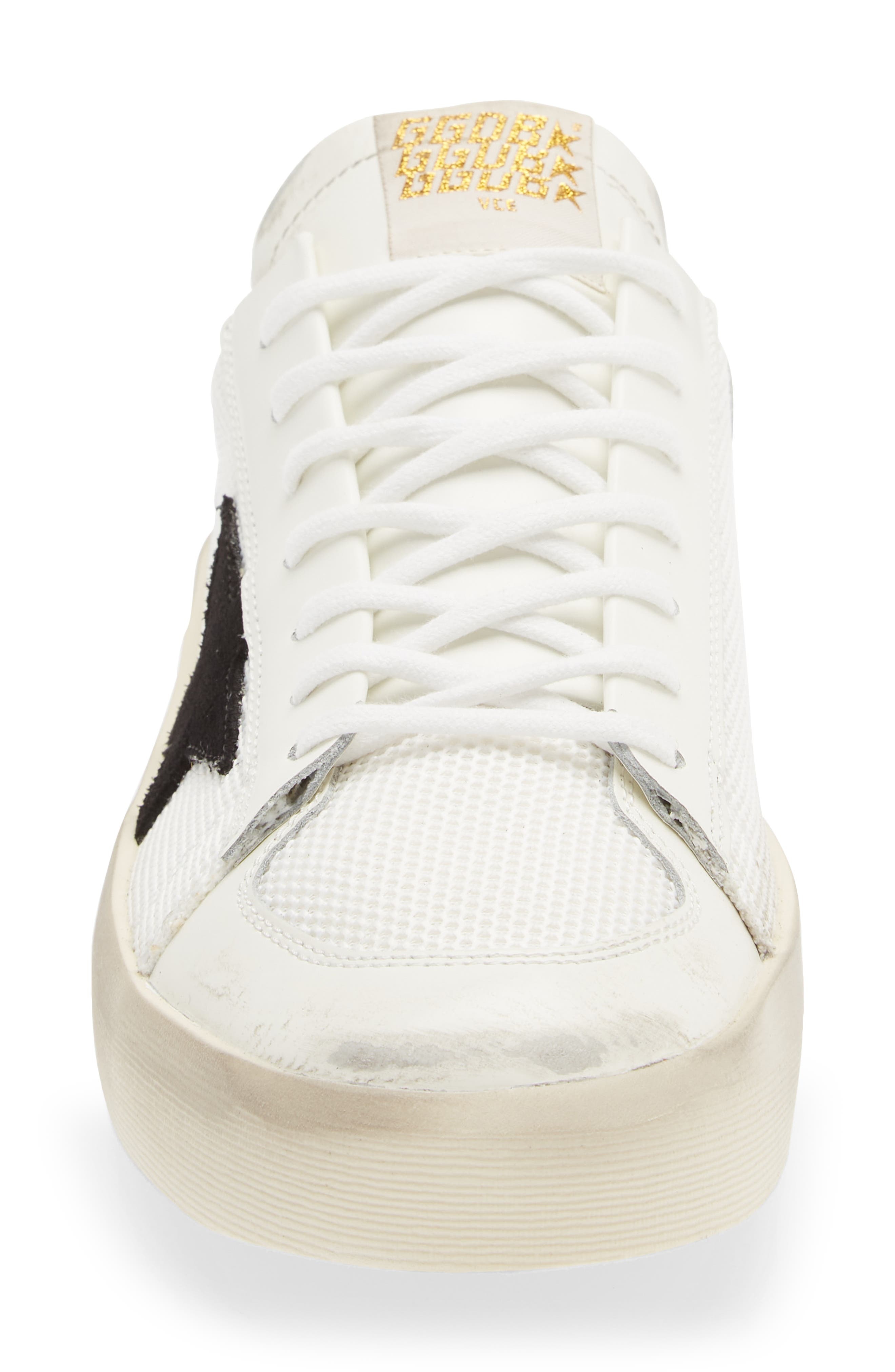 Golden Goose Stardan Mixed Media Sneaker in White/Black at Nordstrom - 4