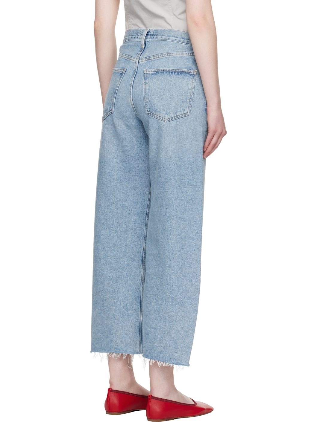Blue Low Curve Fray Jeans - 3