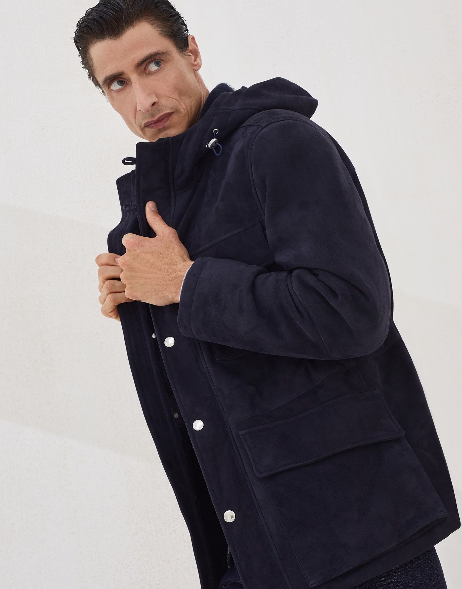Tone-on-tone suede shearling parka - 4