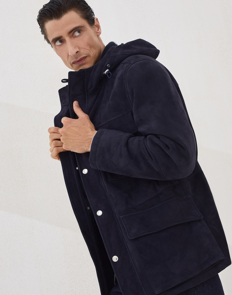 Tone-on-tone suede shearling parka 4